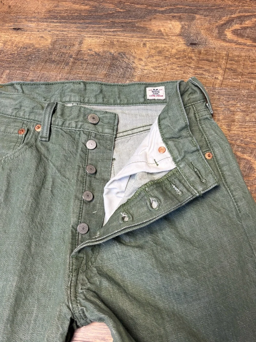 Levi’s 501 Jeans Mens 32x34 (32) White Oak Cone Denim Green Retro